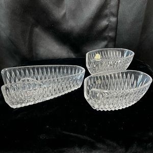 NIB VINTAGE PRINCESS HOUSE HERITAGE CRYSTAL KNIFE, SPOON, FORK HOLDER 839/843